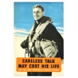 War Poster Careless Talk May Cost His Life Pilot WWII Battle of Britain