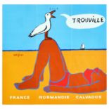 Travel Poster Trouville Normandie Calvados France Savignac Japanese