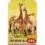 Travel Poster Africa Giraffe SAS Airlines Otto Nielsen
