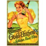 Advertising Poster Ellenzer Gold Elschen Mosel Wine Zell Germany