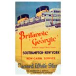 Travel Poster Britannic Georgic Cunard White Star Cruise Line