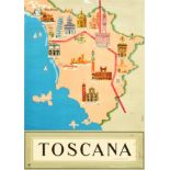 Travel Poster Toscana Italy Pisa Firenze Lucca Massa Pistoia ENIT