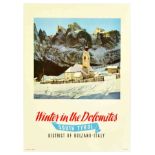 Travel Poster Dolomites South Tyrol Bolzano Ski Italy Winter Sport