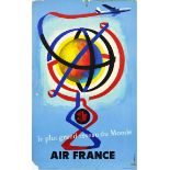 Travel Poster Air France Airline Airways Plane Earth Planet