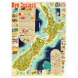 Travel Poster New Zealand Illustrated Map