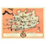 Travel Poster Antwerp Anvers Pictorial Map Belgium Tourism Midcentury