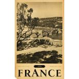 Travel Poster France Avignon Old Bridge Rhone River