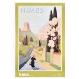 Travel Poster Nimes France Gard French Rome Tourism