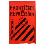 Propaganda Poster Frontieres Repression France May 1968 Student Riots Policeman Protest
