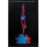 Sport Poster Olympic Games Los Angeles 1984 Neon Diver Diving