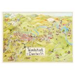 Travel Poster Woodstock Quechee Ski Vermont Illustrated Map