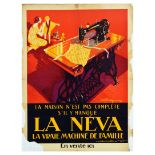 Advertising Poster La Neva Sewing Machine Art Deco Mother Child