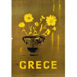 Travel Poster Greece Hellenic Vase Flowers