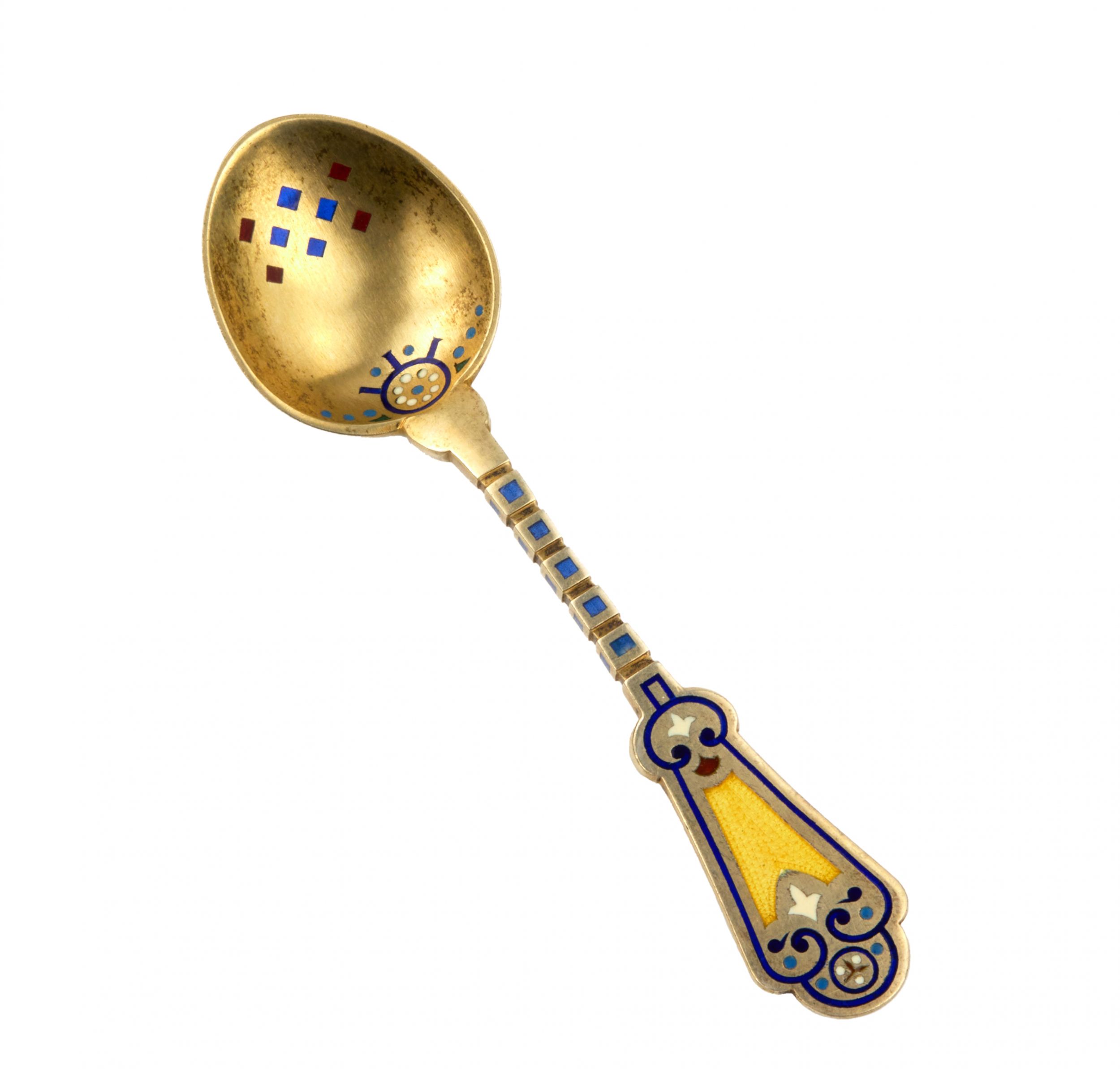 Silver spoon with Antipa Kuzmechev enamels. - Image 4 of 6