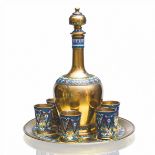 Luxurious vodka set of Russian silver with enamel.