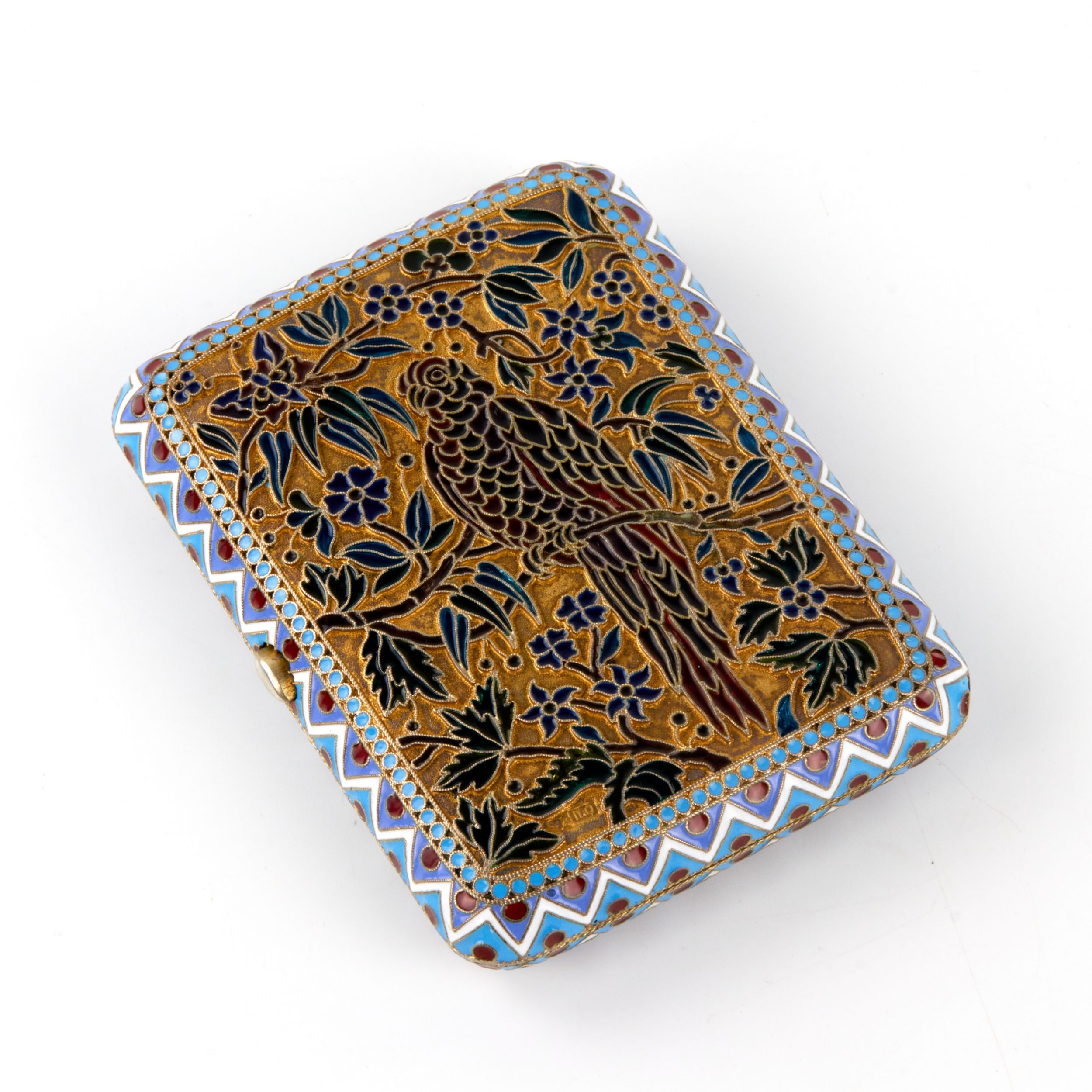 Silver cigarette case of Ovchinnikovs stained glass enamel. - Image 4 of 9