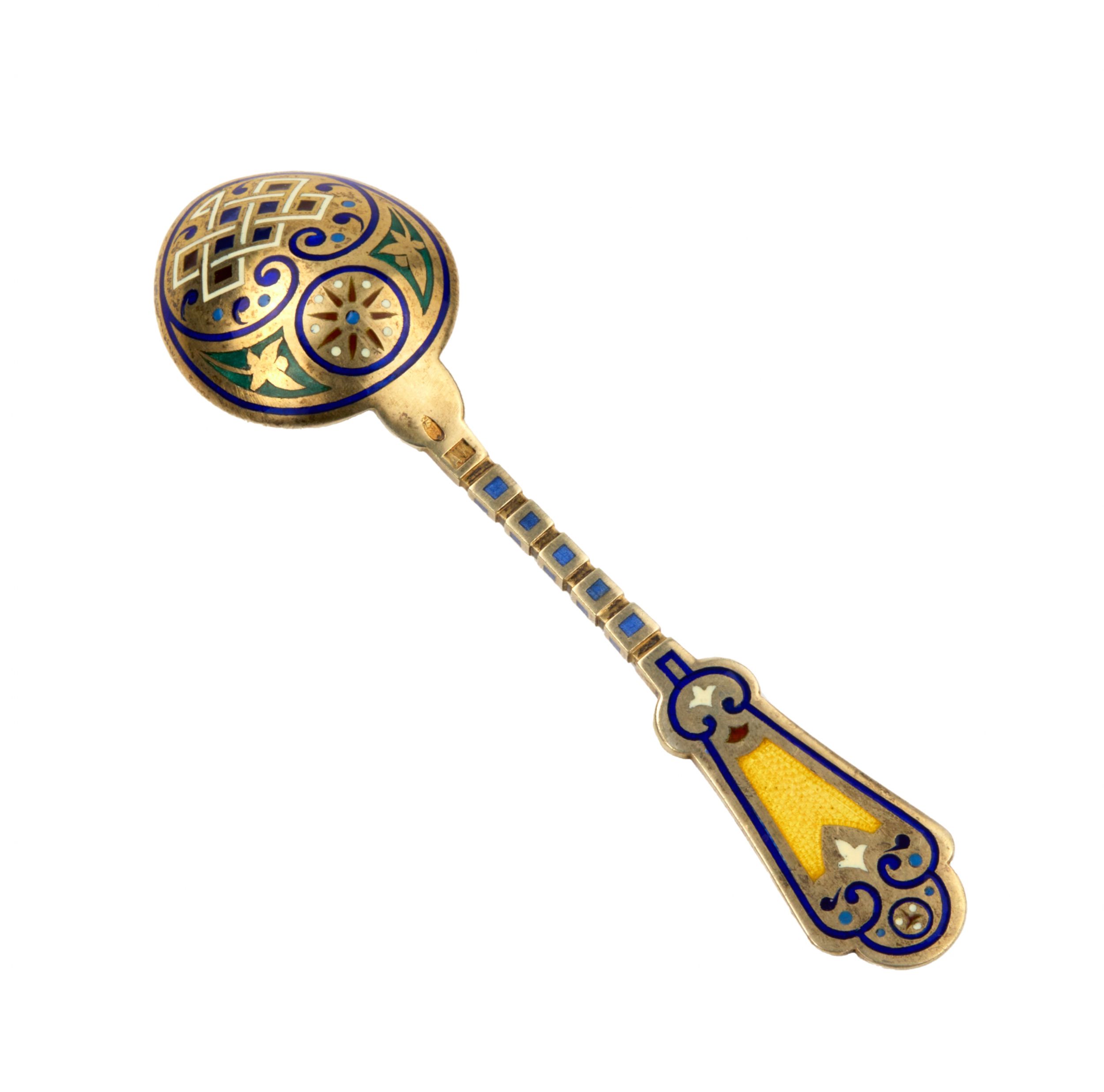 Silver spoon with Antipa Kuzmechev enamels. - Image 3 of 6