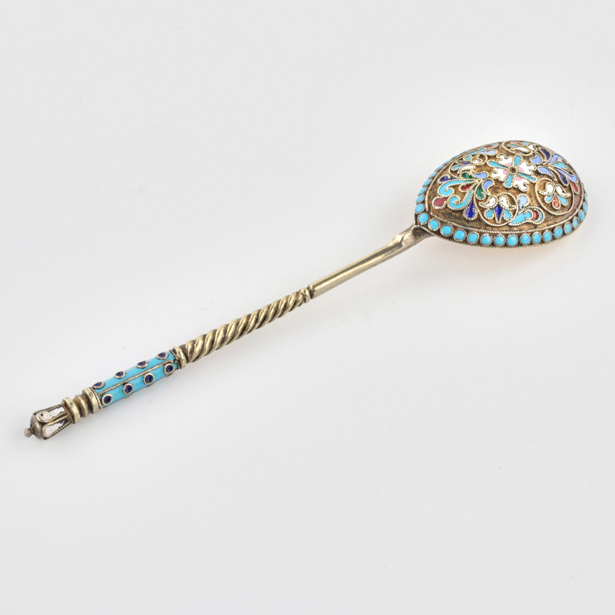 Set of 6 teaspoons with cloisonne enamel. - Image 3 of 8