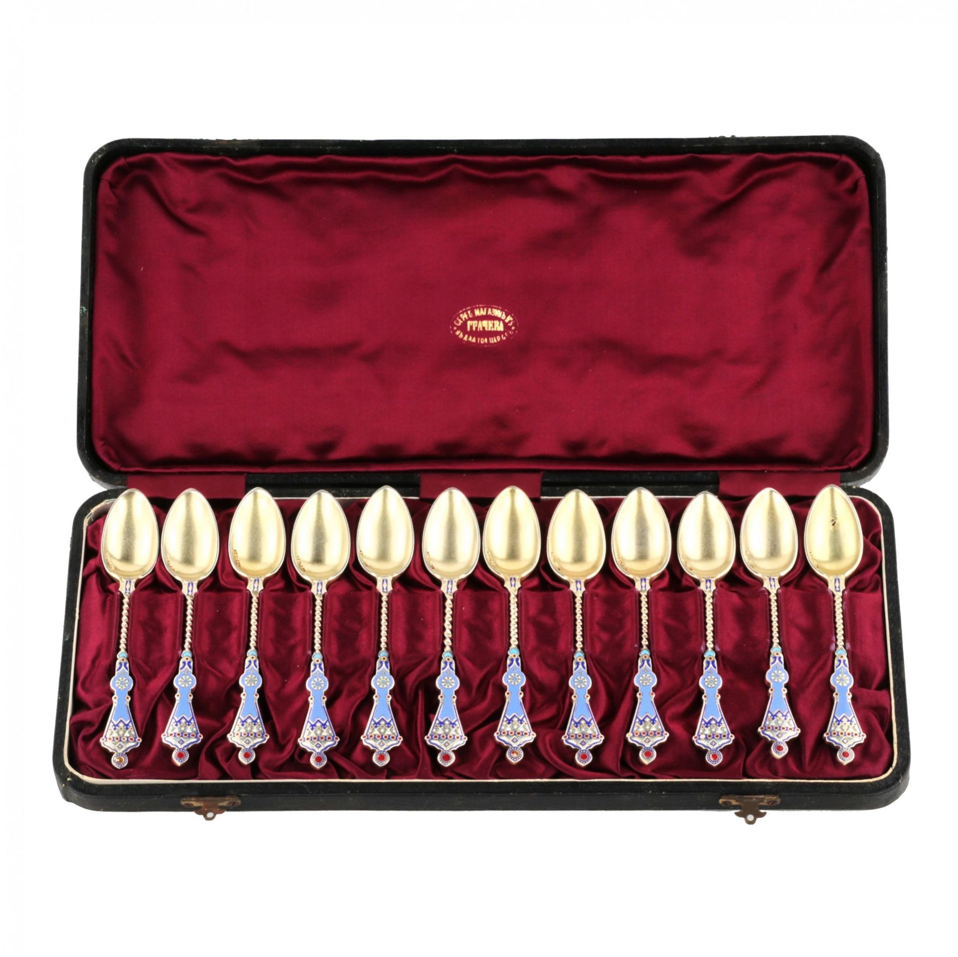 Set of 12 silver teaspoons. St-Petersburg