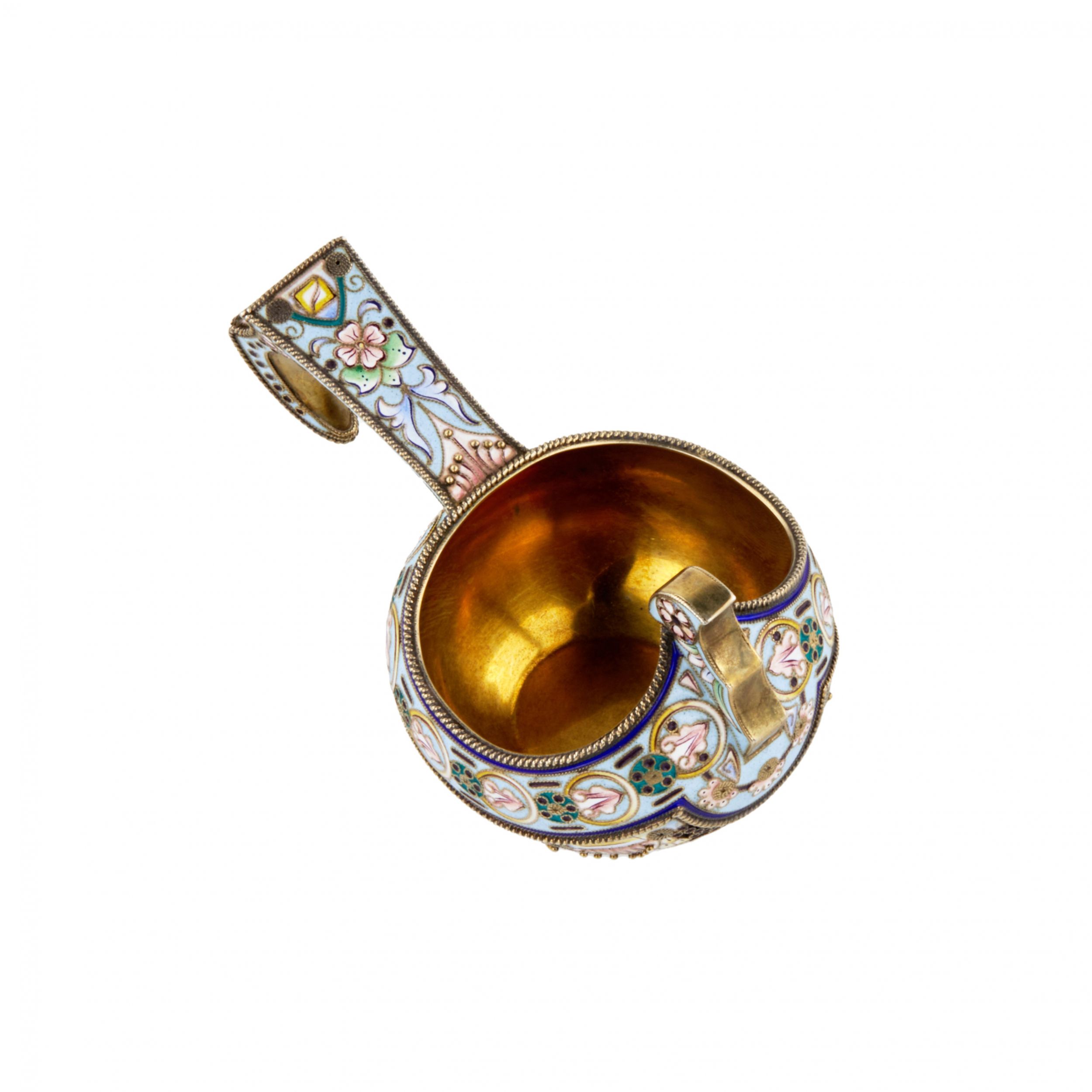Silver ladle with enamels. Russia Moscow. - Image 5 of 8