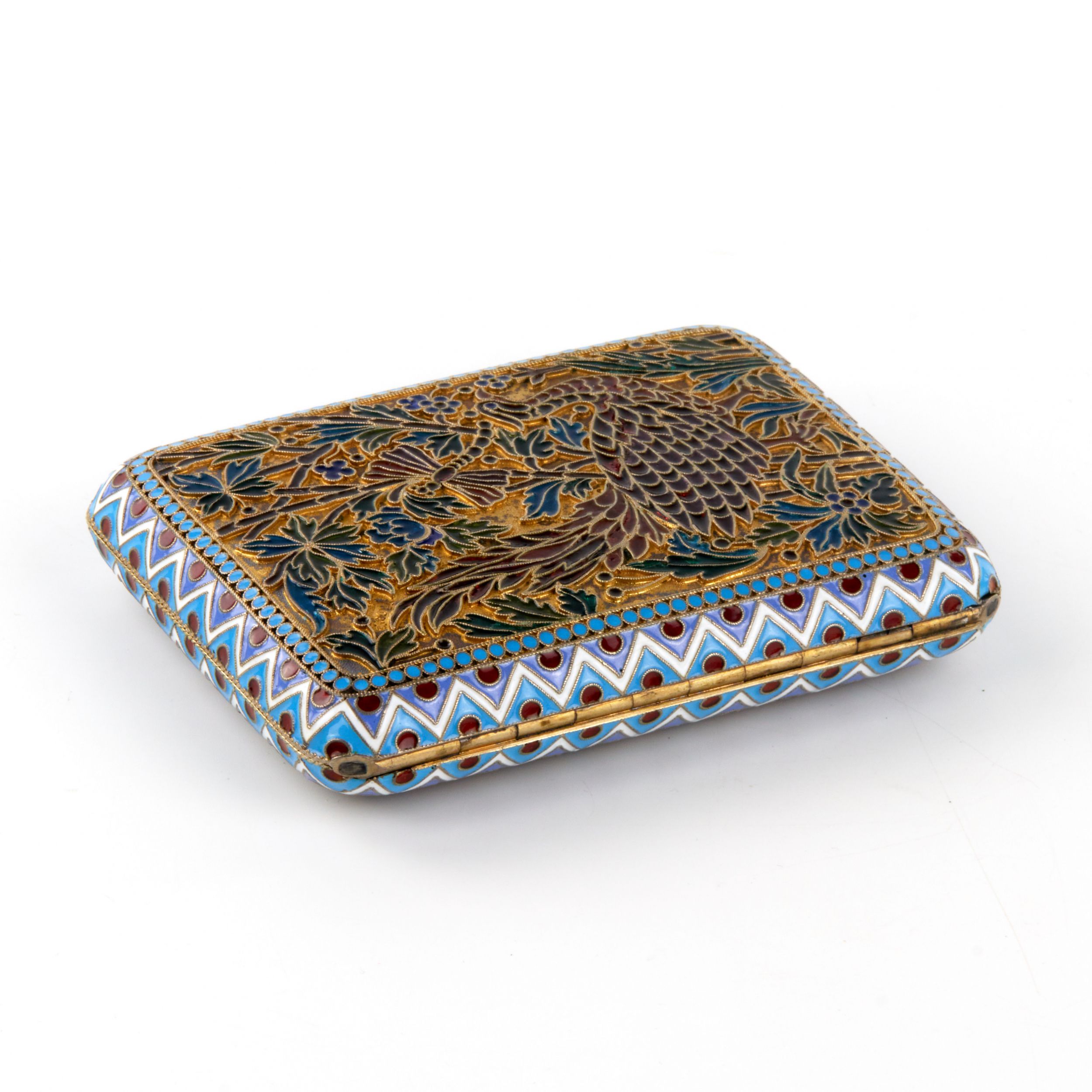 Silver cigarette case of Ovchinnikovs stained glass enamel. - Image 5 of 9
