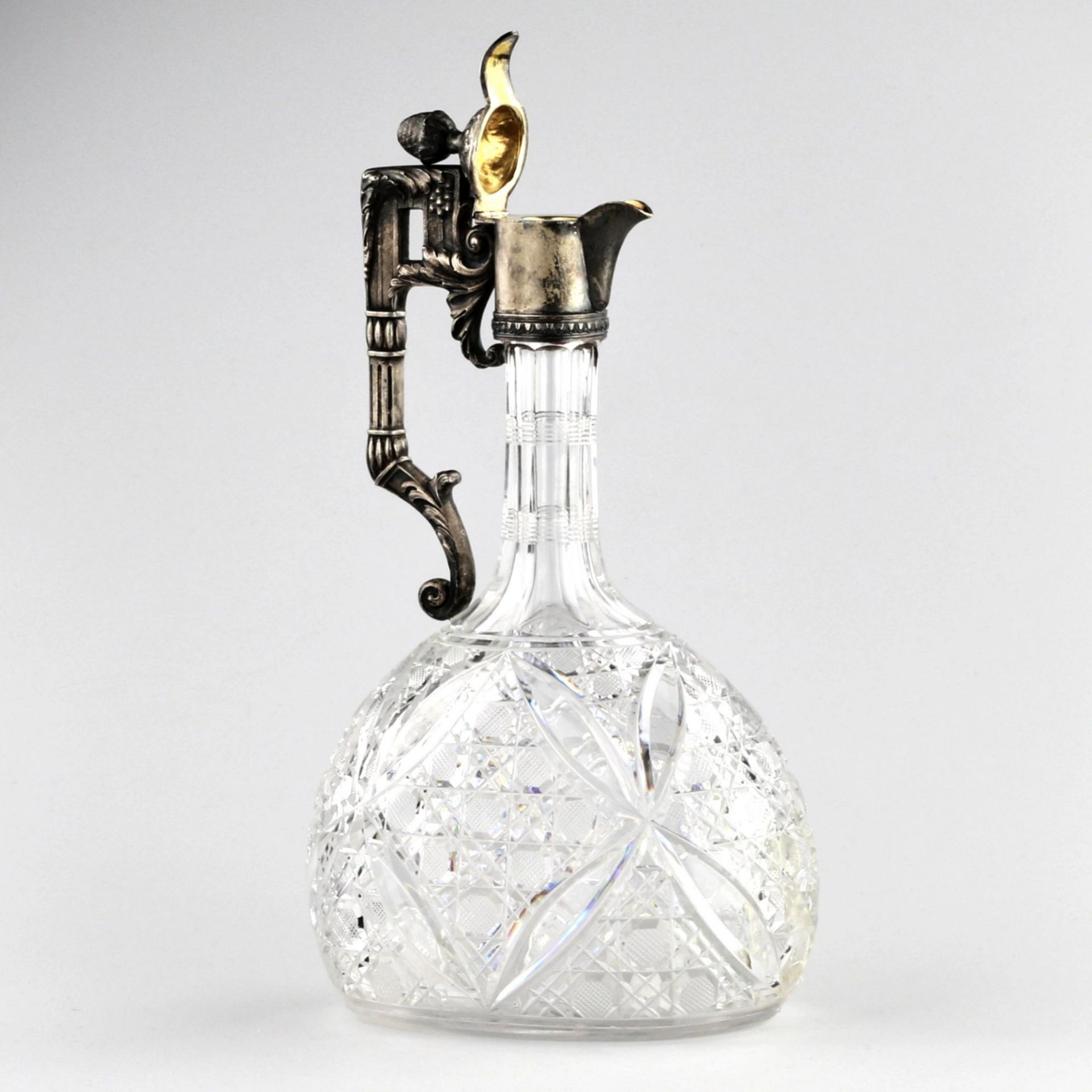 Russian liqueur decanter, crystal and silver. - Image 3 of 6