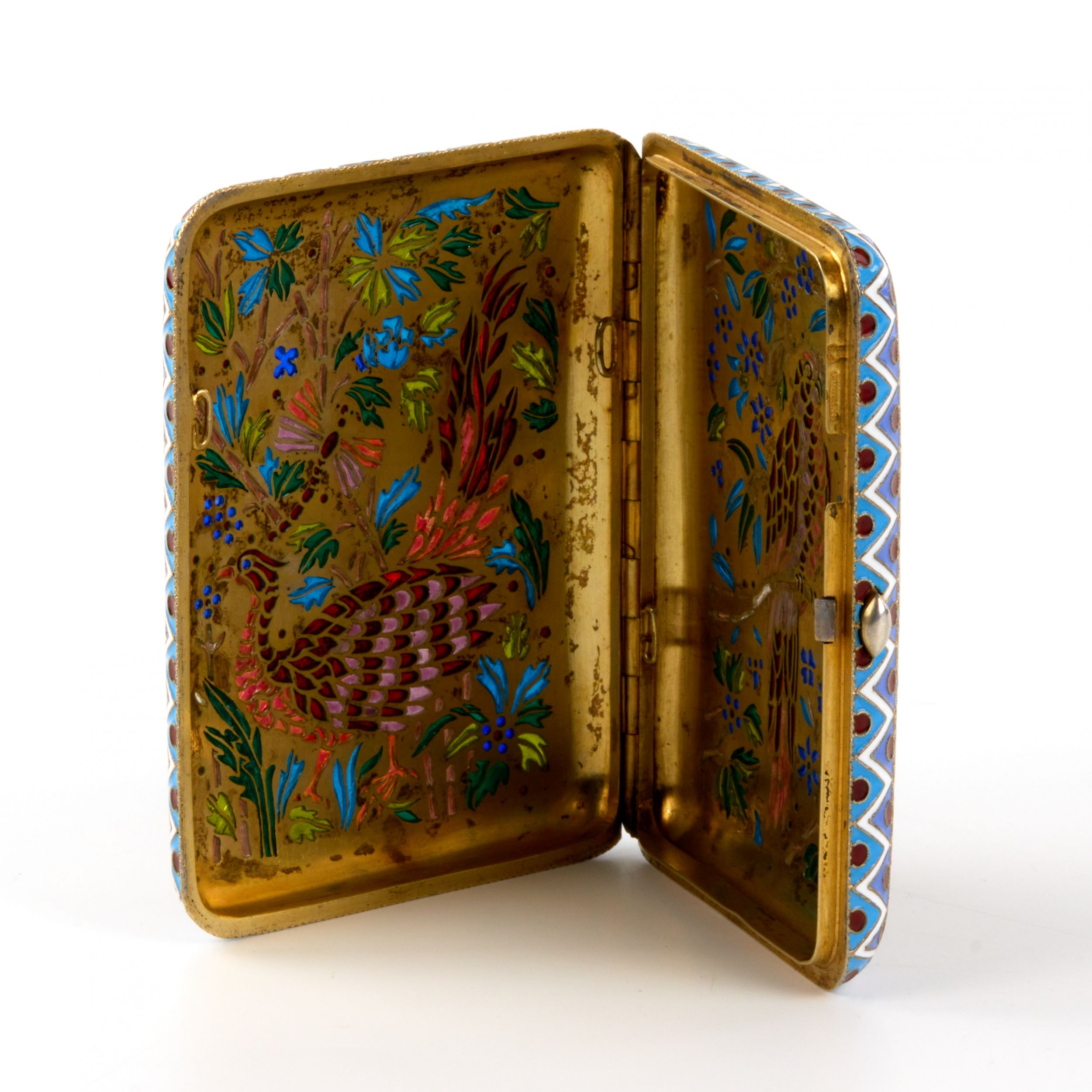 Silver cigarette case of Ovchinnikovs stained glass enamel. - Image 7 of 9
