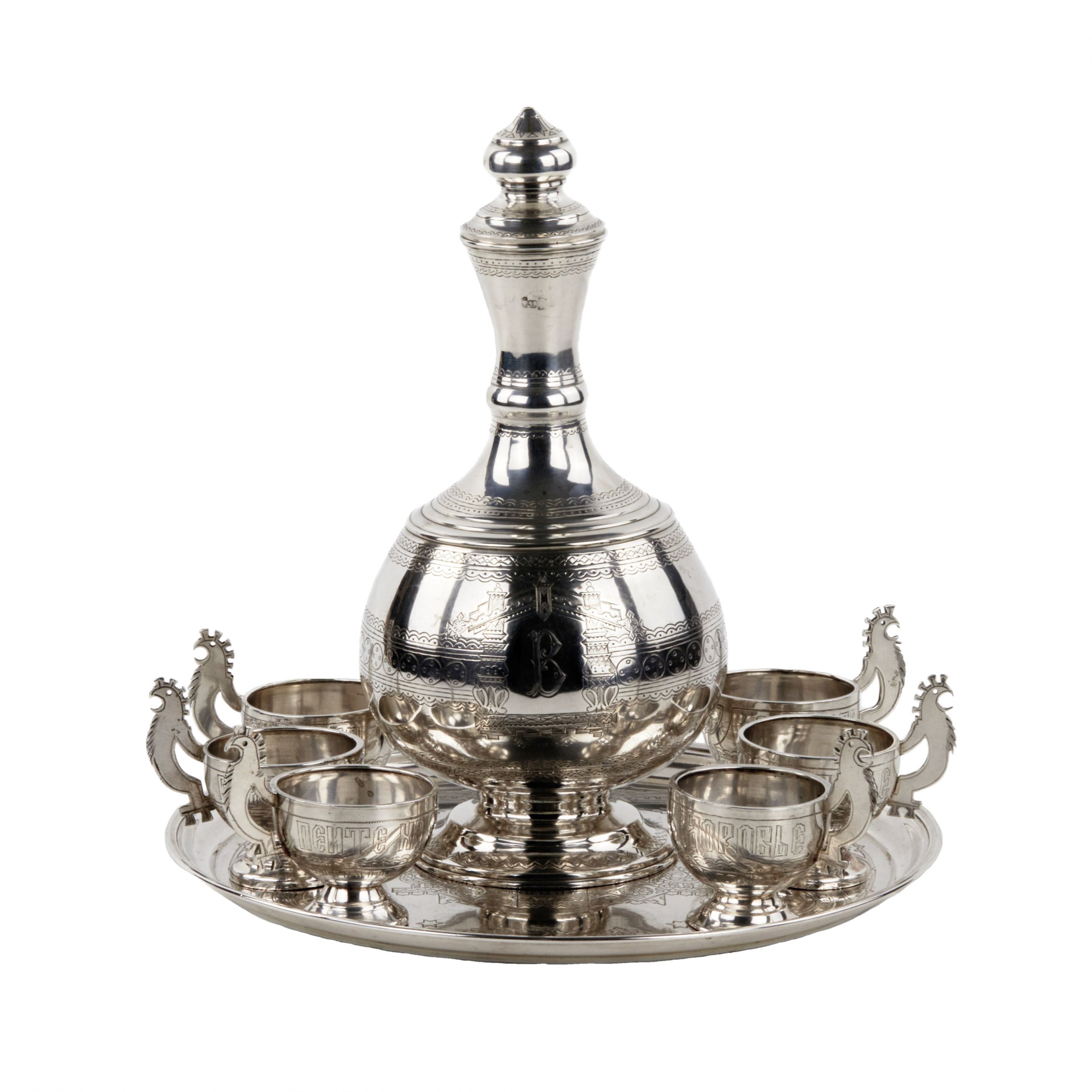 Elegant silver vodka set in the neo-Russian style, workshop S.M. Ikonnikov.