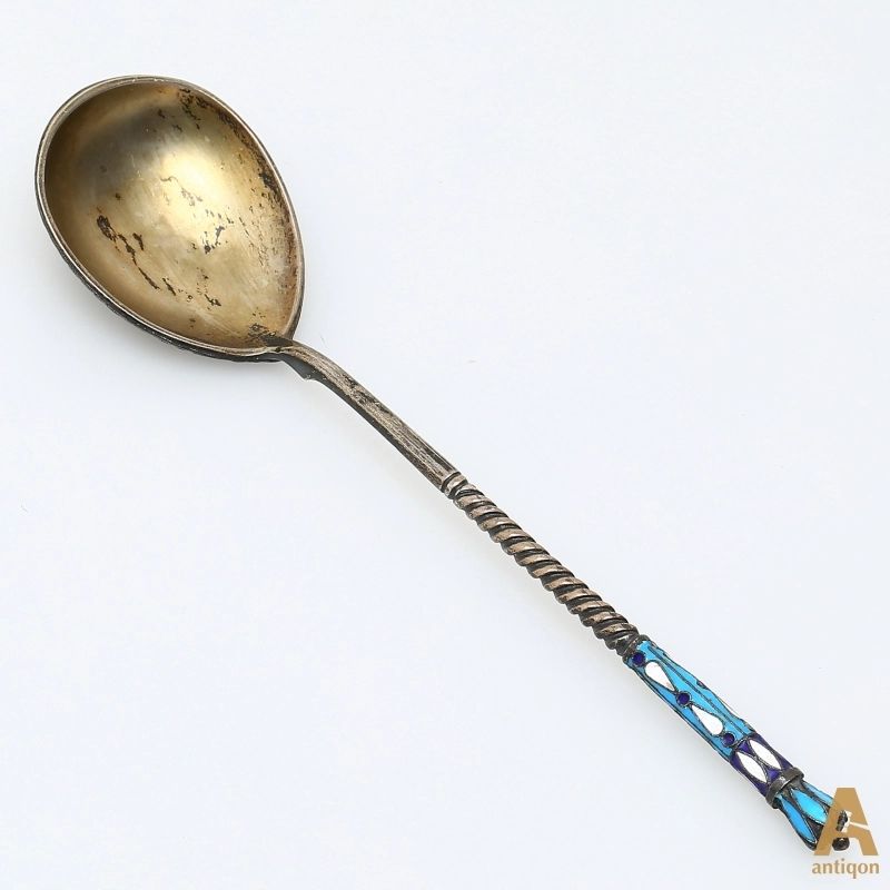 Silver spoon with enamel - Image 2 of 5