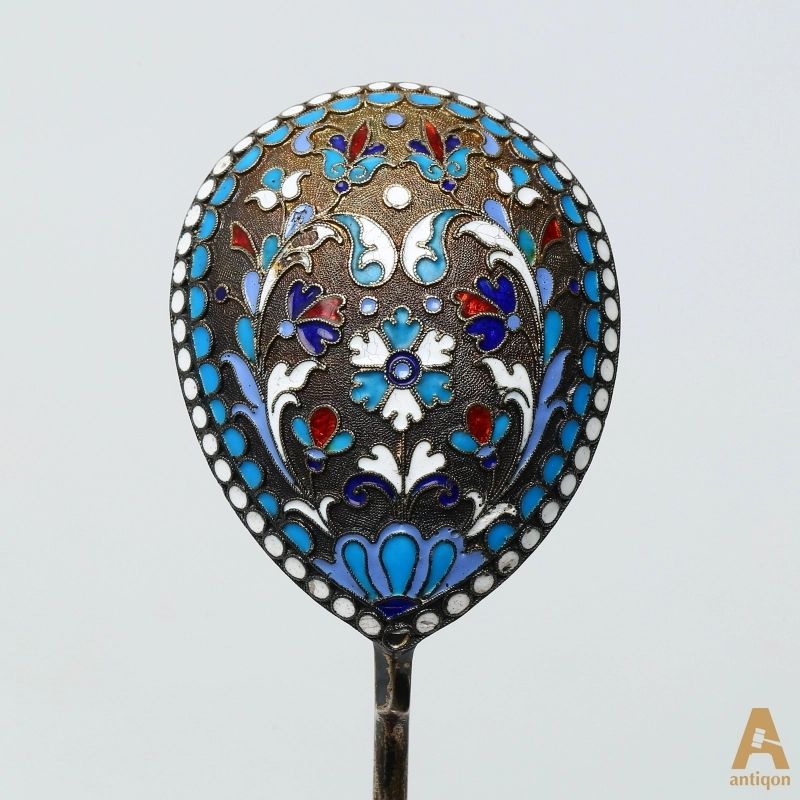 Silver spoon with enamel - Image 3 of 5