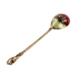 Russian silver spoon with a painted troika. V.I. Kangin Petersburg 1899-1908