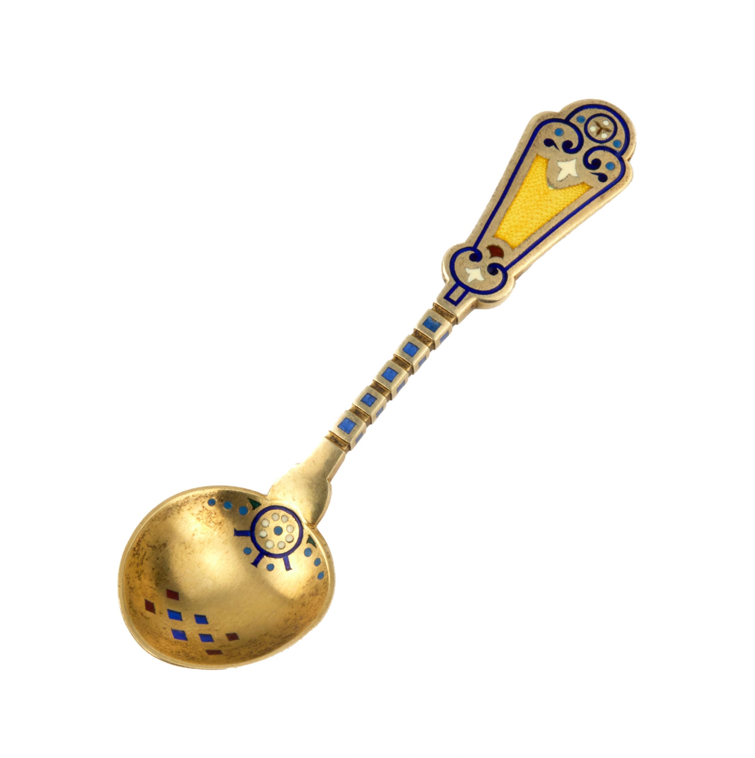 Silver spoon with Antipa Kuzmechev enamels. - Image 2 of 6