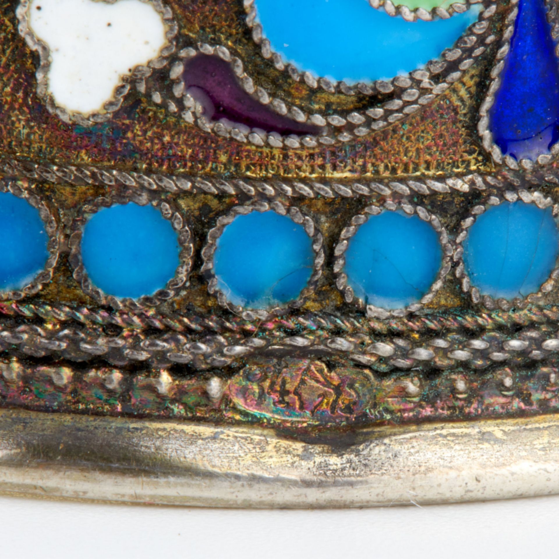 Russian, silver napkin ring, cloisonné enamel. - Bild 5 aus 5