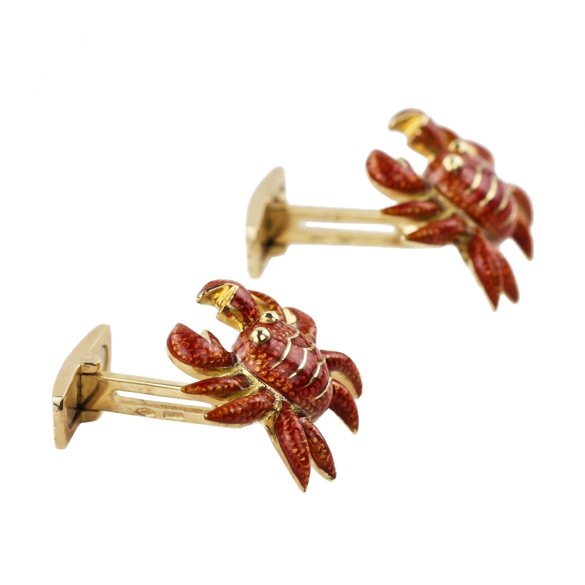 Gold cufflinks with enamel Italian work Crabs. - Image 4 of 6