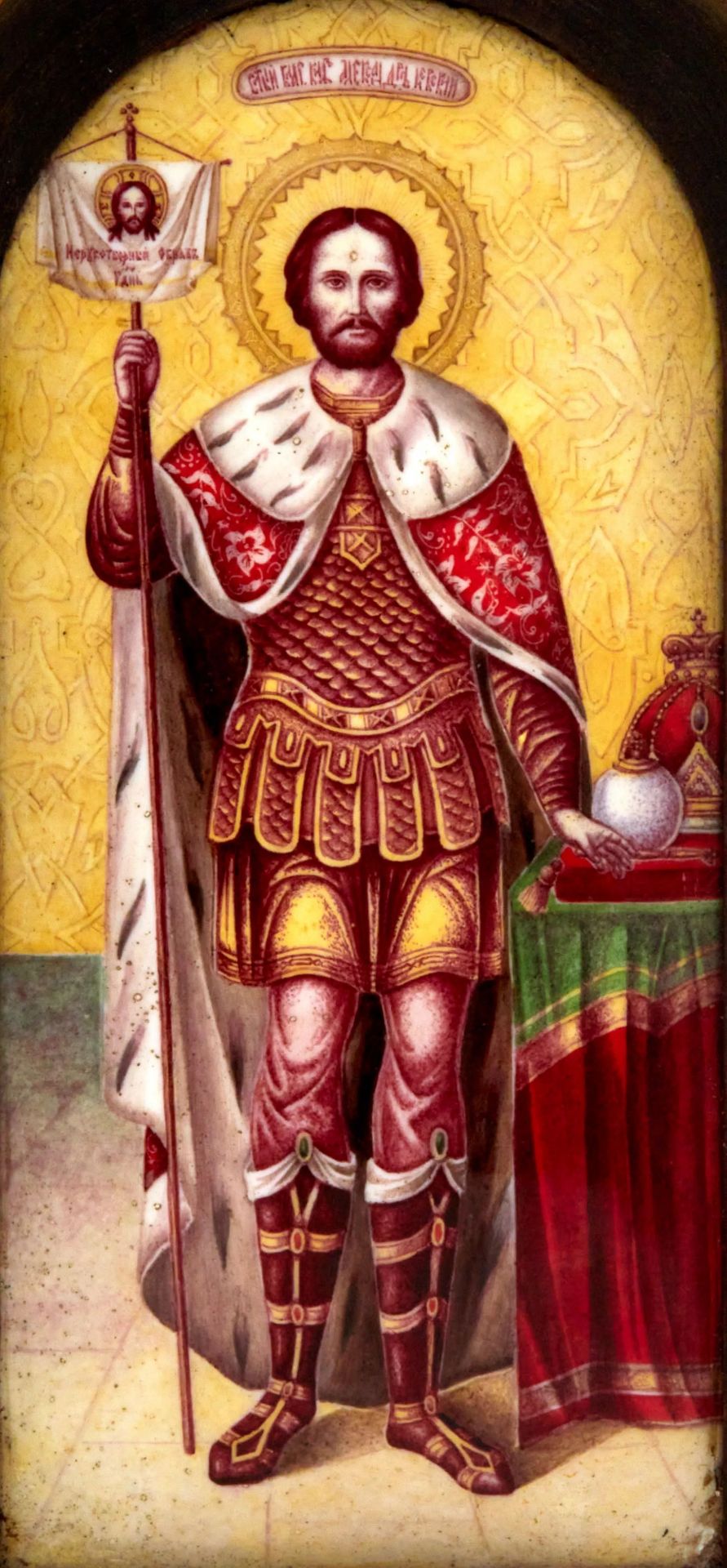 Icon of the Holy Blessed Prince Alexander Nevsky on porcelain. - Bild 2 aus 6