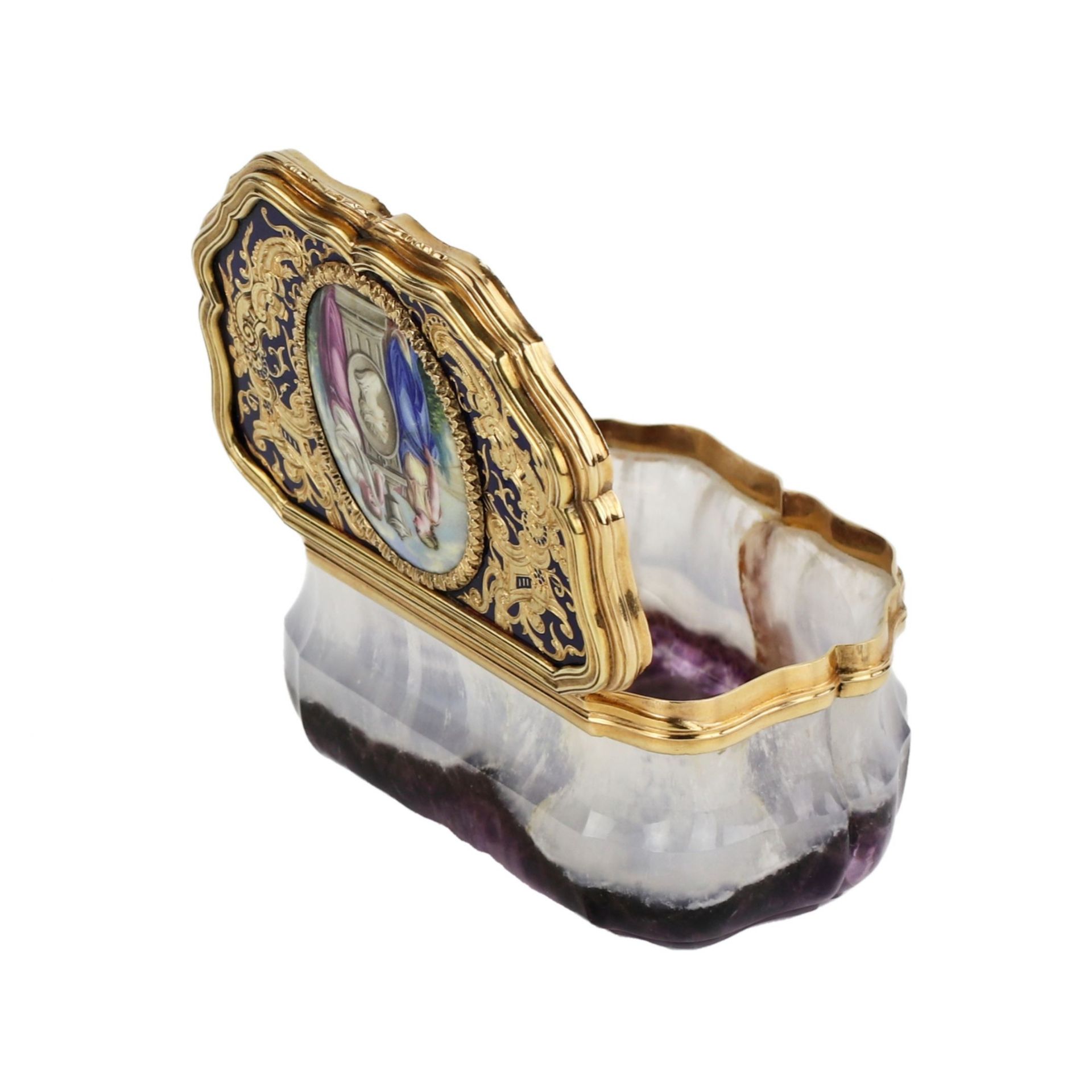 Unique snuff box made of solid amethyst with gold. I. Keibel, St. Petersburg, 19th century. - Bild 5 aus 12