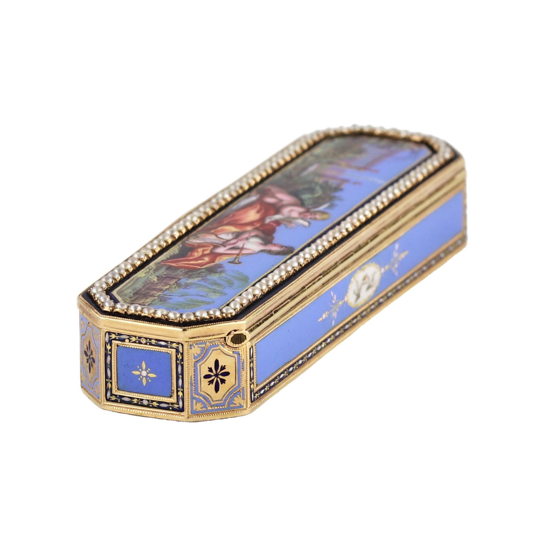 Toothpick case in gold and enamel, embellished with pearls. Geneva or Hanau, circa 1790 - Bild 4 aus 10