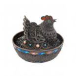 Easter Egg Cup made of silver with enamel - Hen.