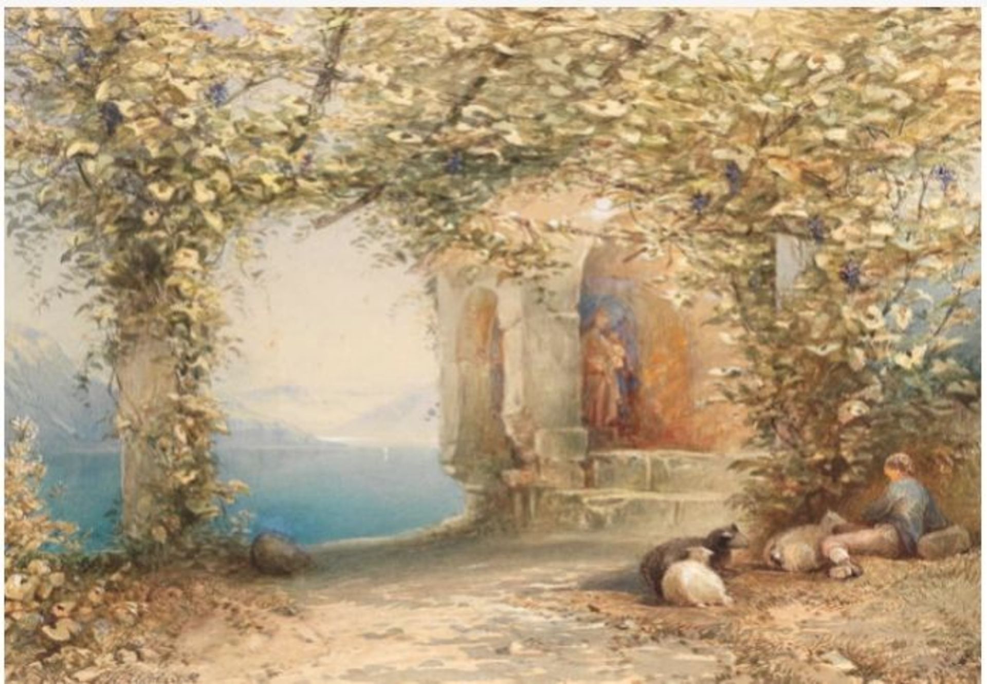 Painting Landscape with a chapel P. Ikov (ÐŸ.Ð˜ÐºÐ¾Ð²ÑŠ )1863 - Image 3 of 4