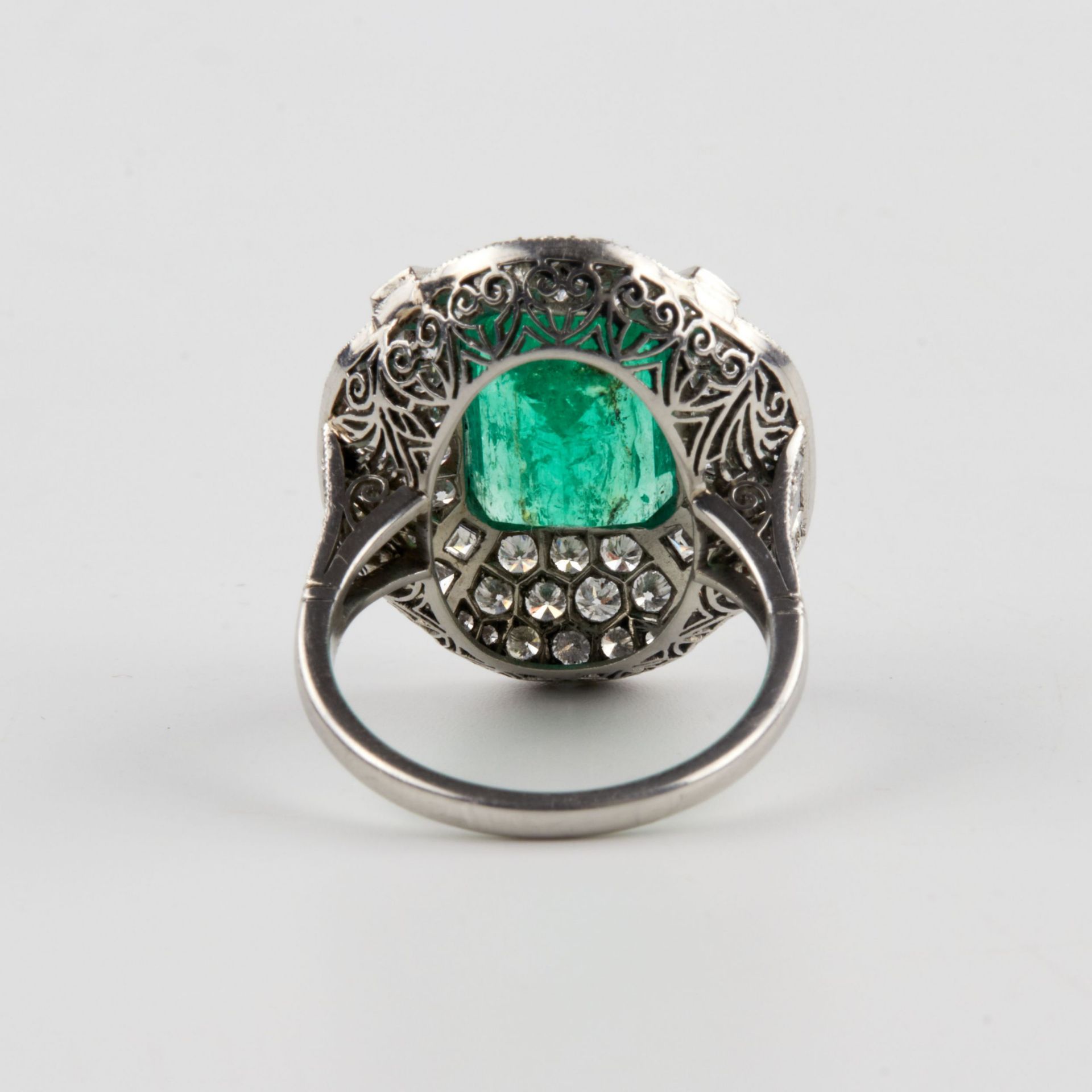 Art Deco cocktail ring with emerald and diamonds. - Bild 7 aus 7