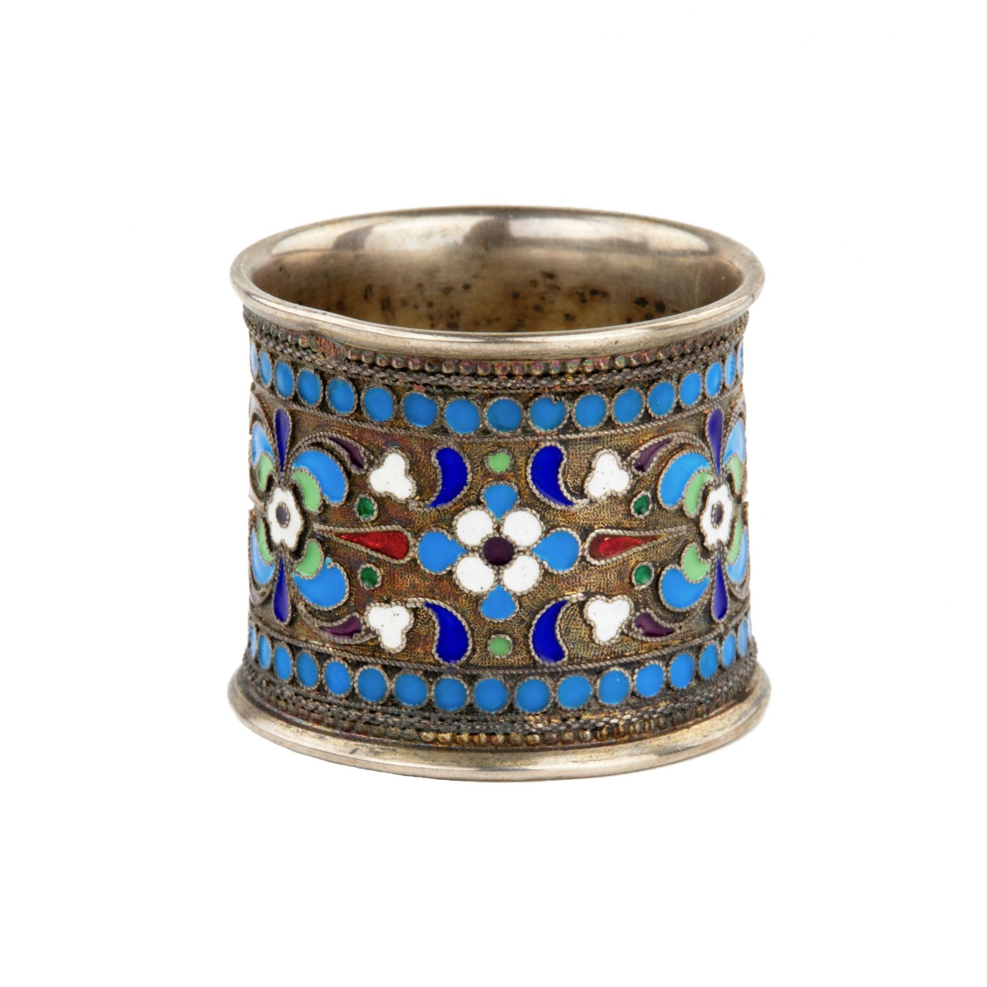 Russian, silver napkin ring, cloisonné enamel. - Bild 2 aus 5