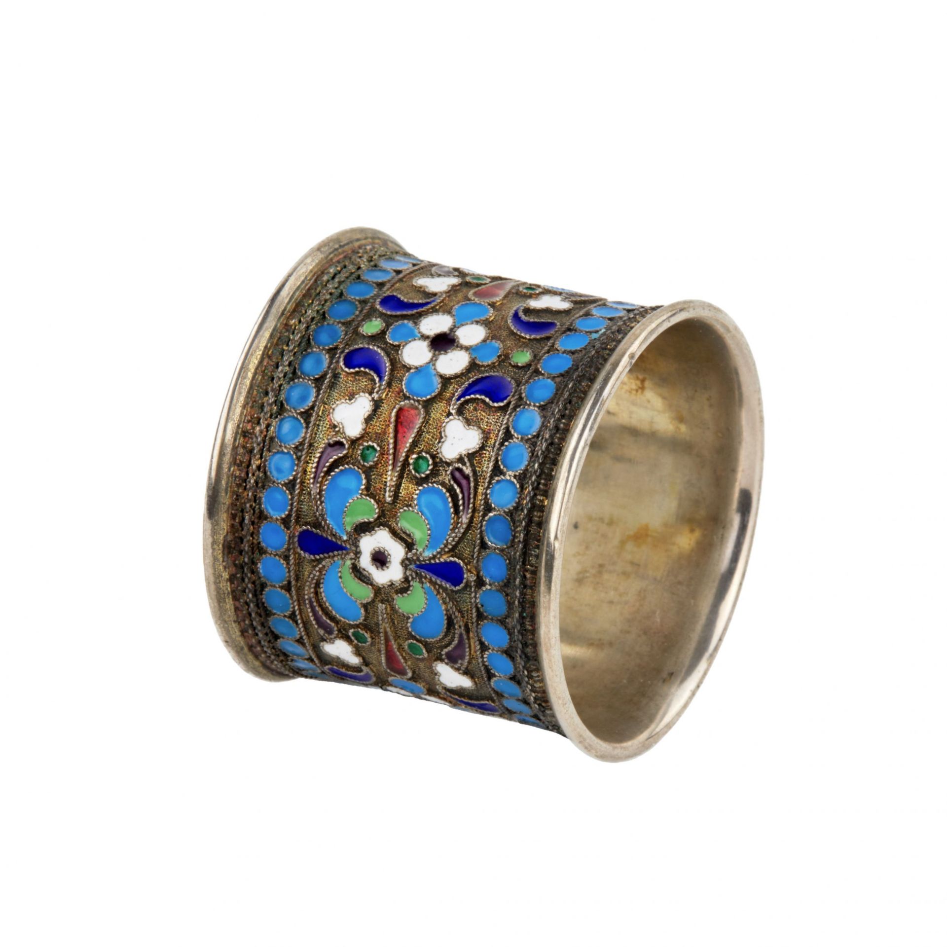 Russian, silver napkin ring, cloisonné enamel. - Bild 3 aus 5