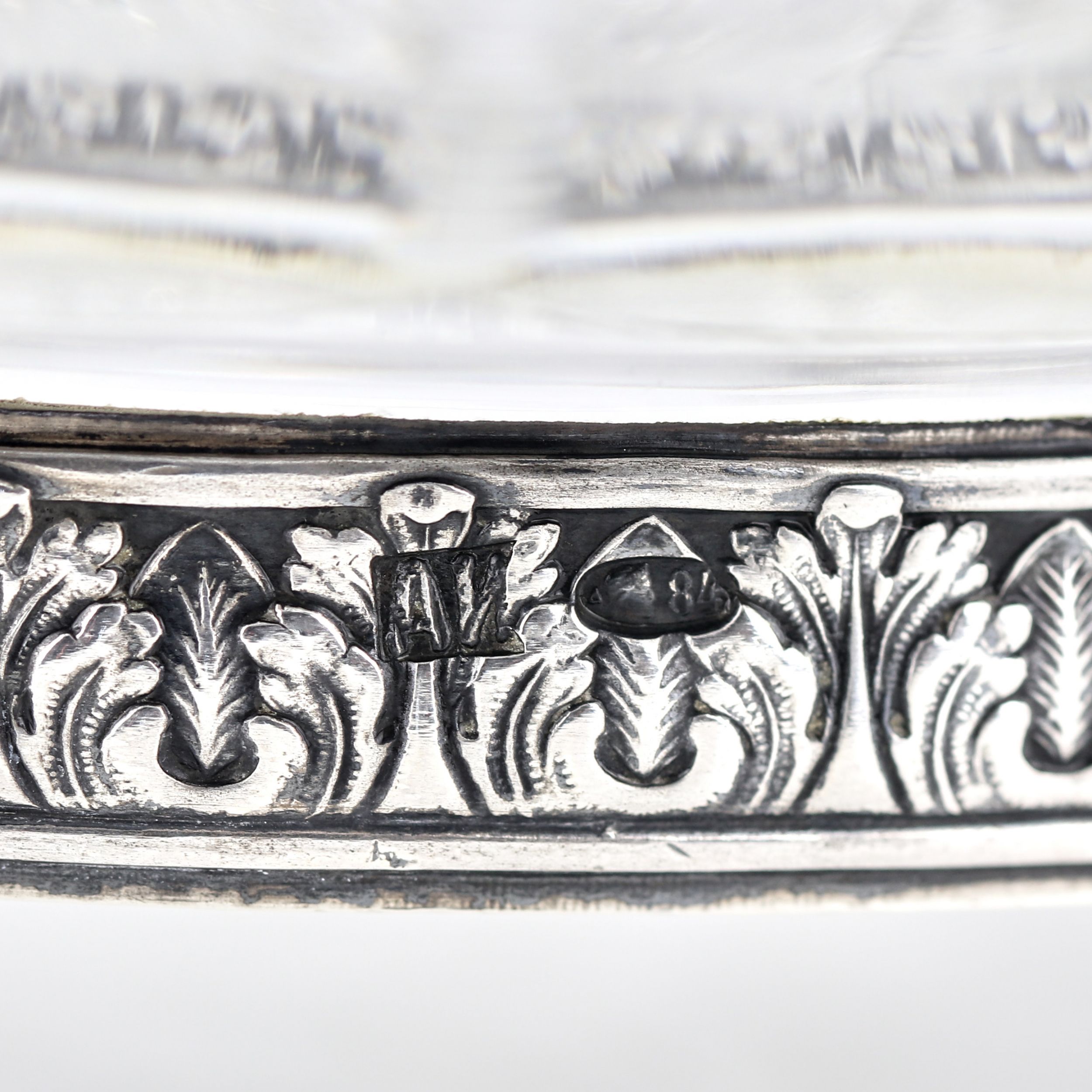 Heavy, crystal candy bowl in silver, Russian work at the turn of the 19th-20th centuries. - Image 8 of 8