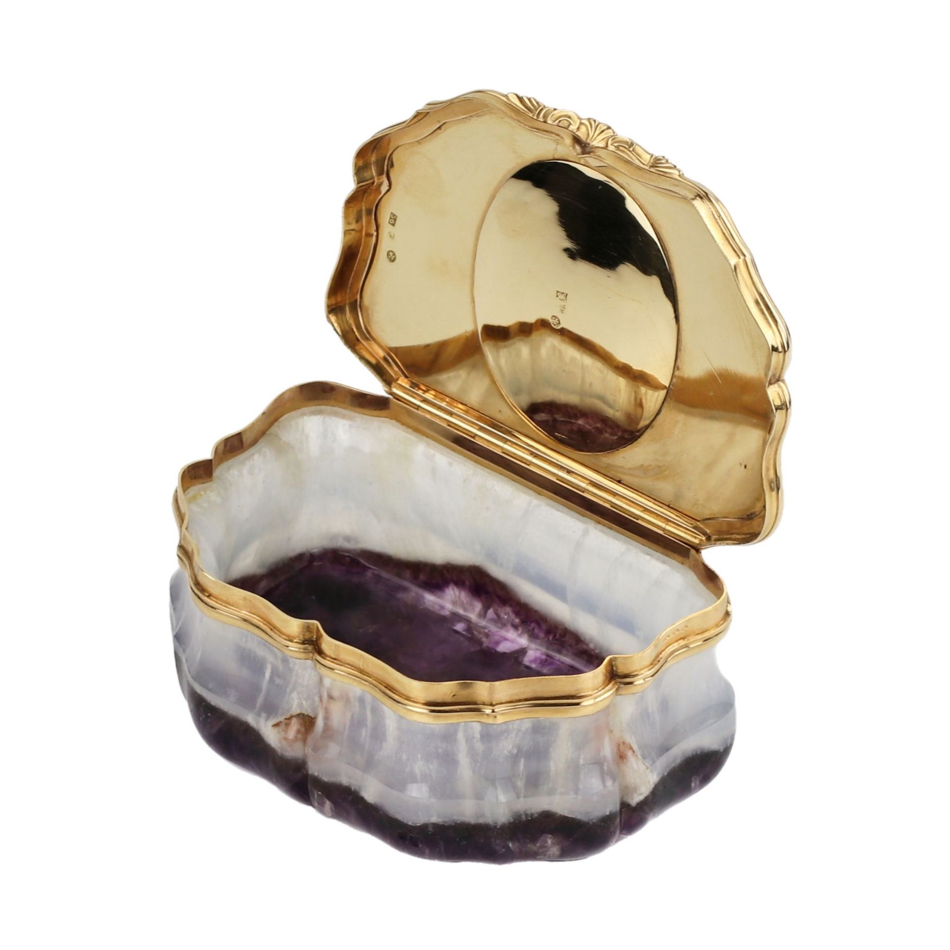 Unique snuff box made of solid amethyst with gold. I. Keibel, St. Petersburg, 19th century. - Bild 6 aus 12