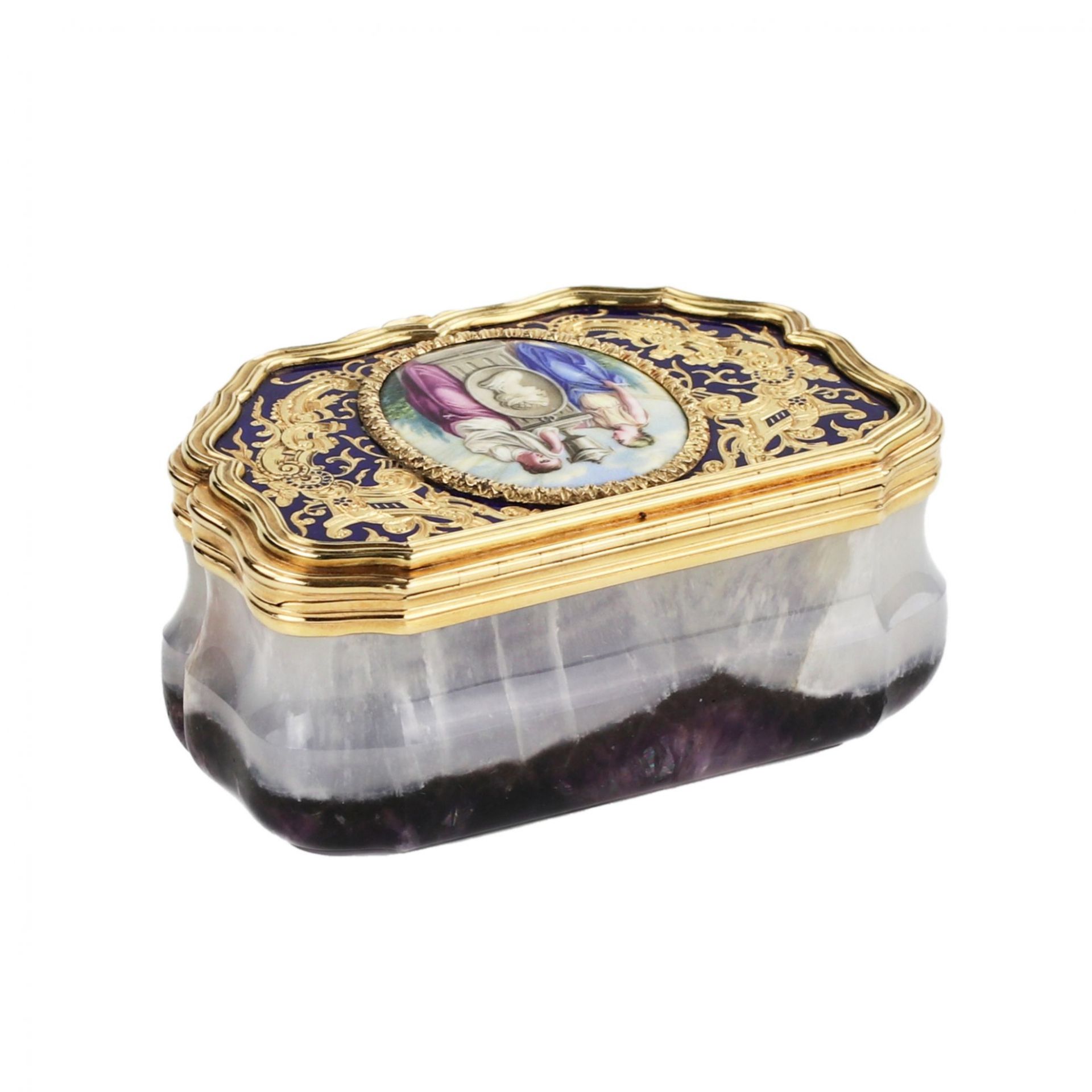 Unique snuff box made of solid amethyst with gold. I. Keibel, St. Petersburg, 19th century. - Bild 4 aus 12