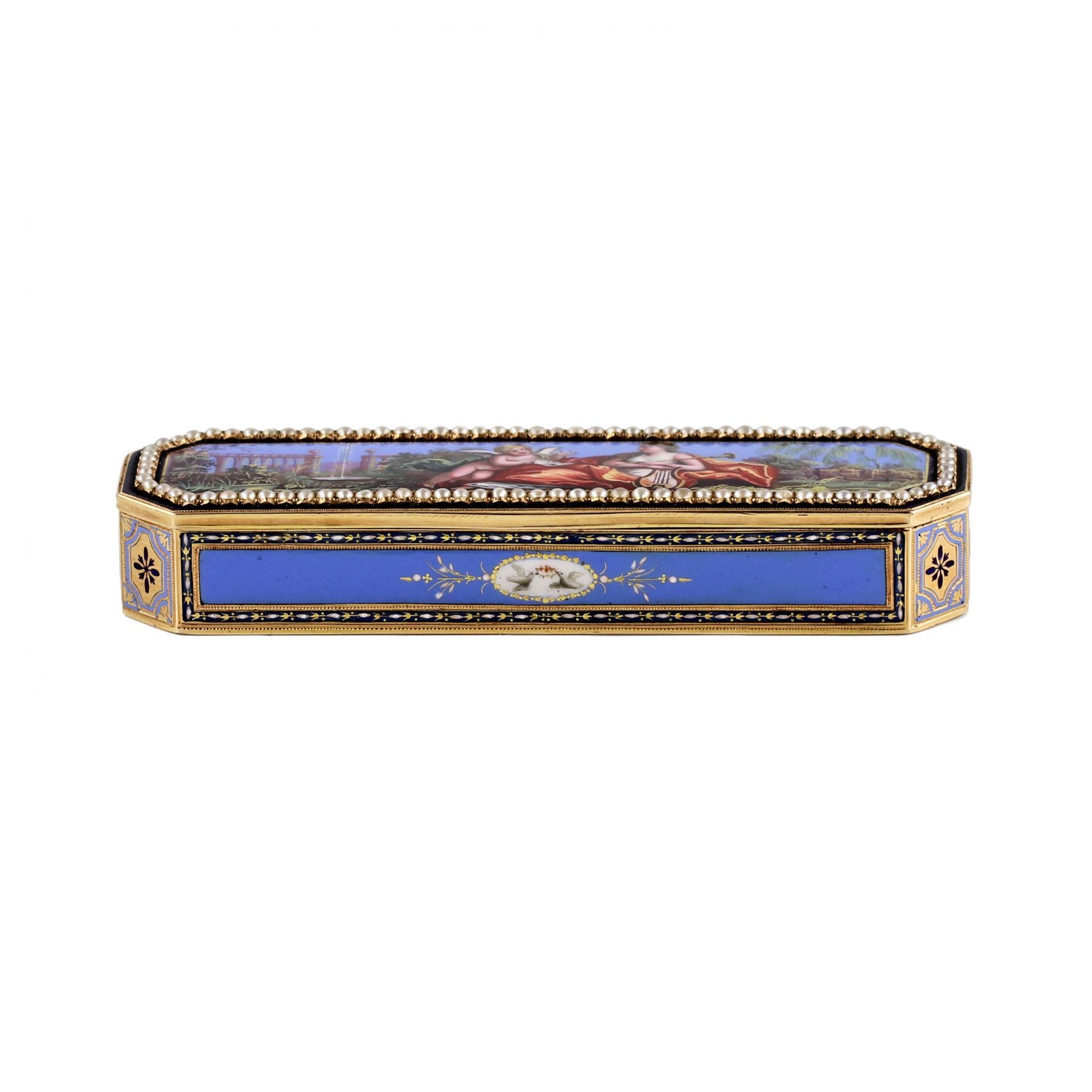 Toothpick case in gold and enamel, embellished with pearls. Geneva or Hanau, circa 1790 - Bild 2 aus 10