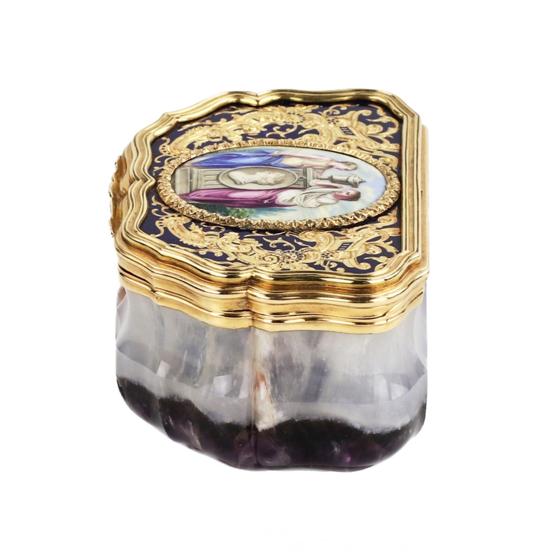 Unique snuff box made of solid amethyst with gold. I. Keibel, St. Petersburg, 19th century. - Bild 3 aus 12