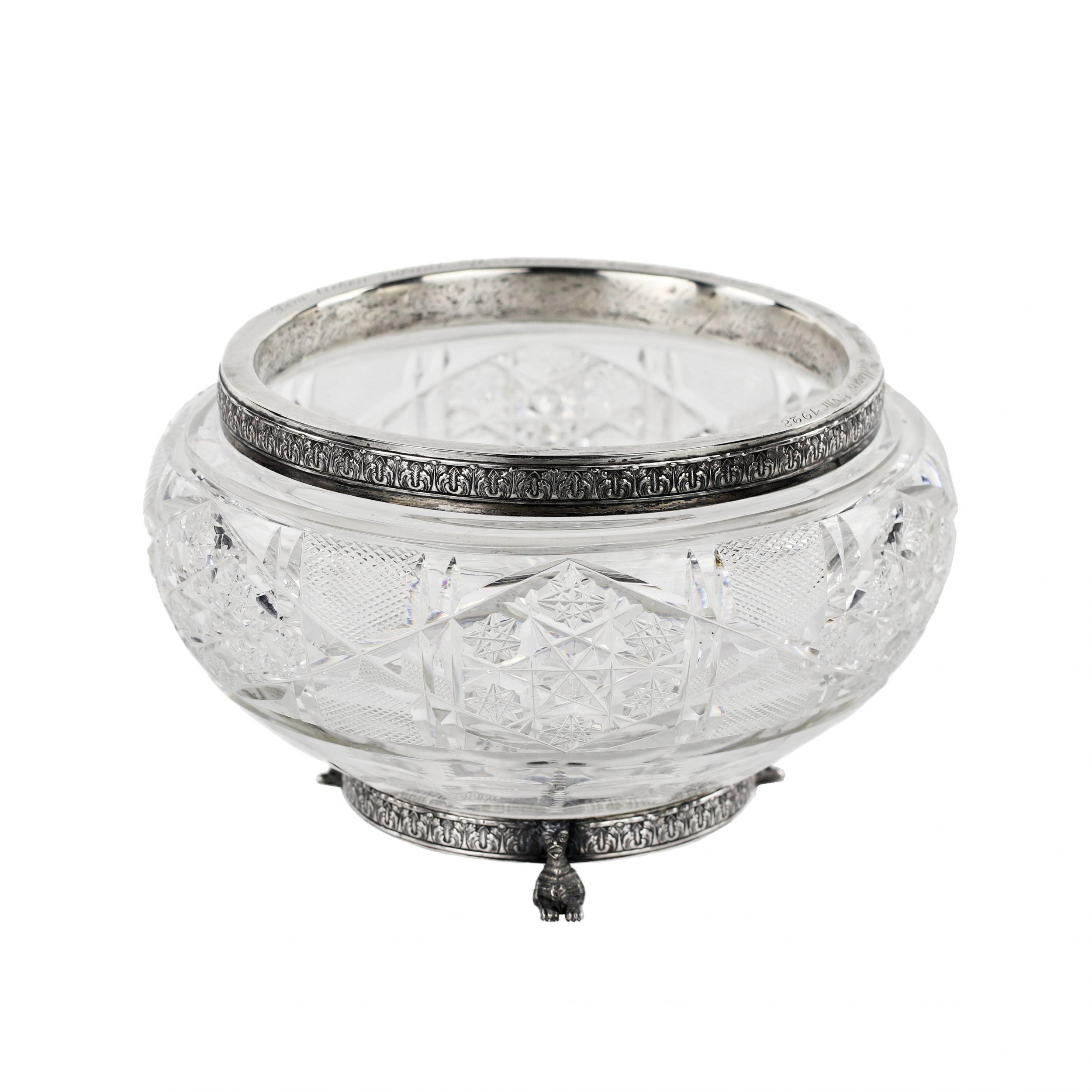 Heavy, crystal candy bowl in silver, Russian work at the turn of the 19th-20th centuries. - Image 3 of 8