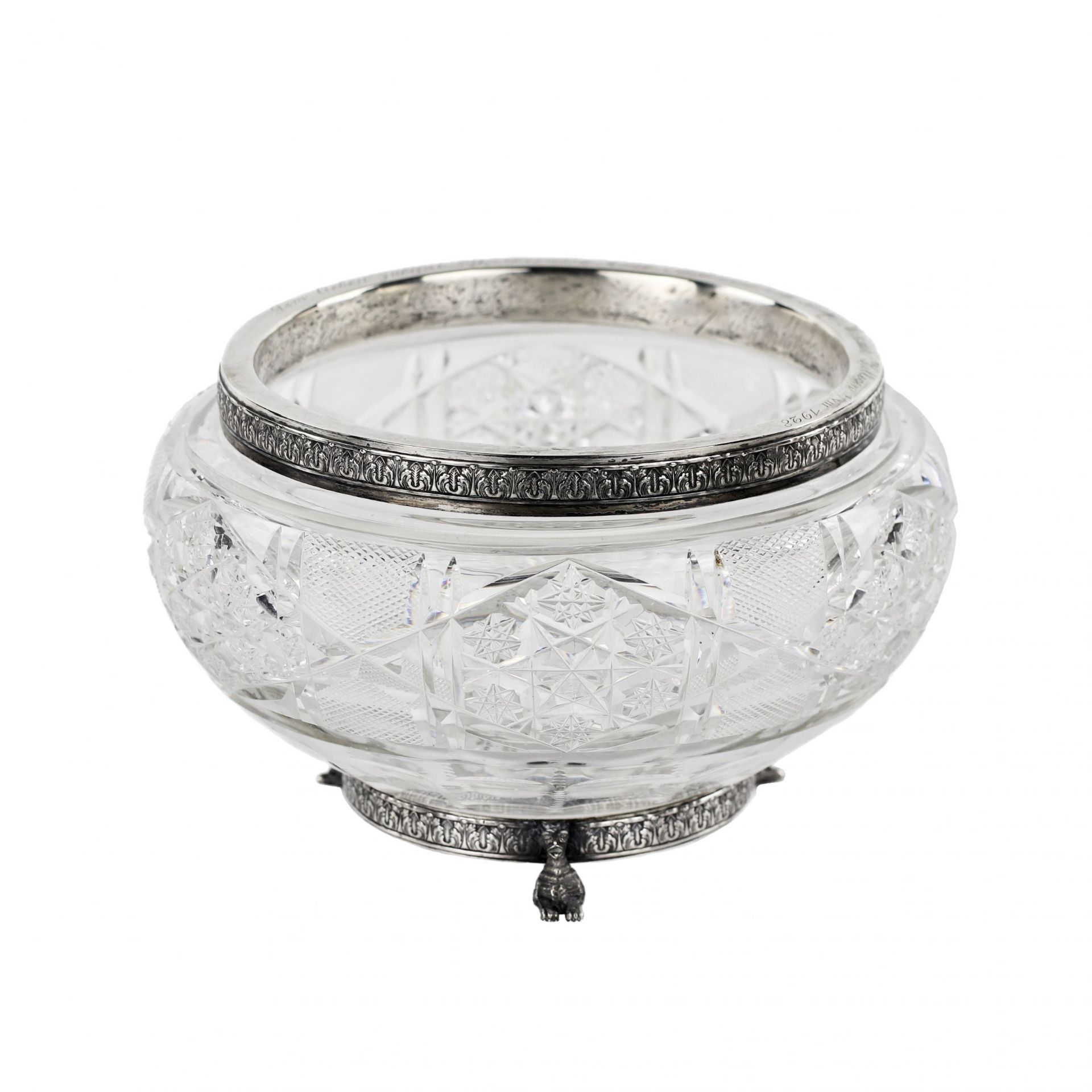 Heavy, crystal candy bowl in silver, Russian work at the turn of the 19th-20th centuries. - Bild 3 aus 8