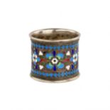 Russian, silver napkin ring, cloisonné enamel.